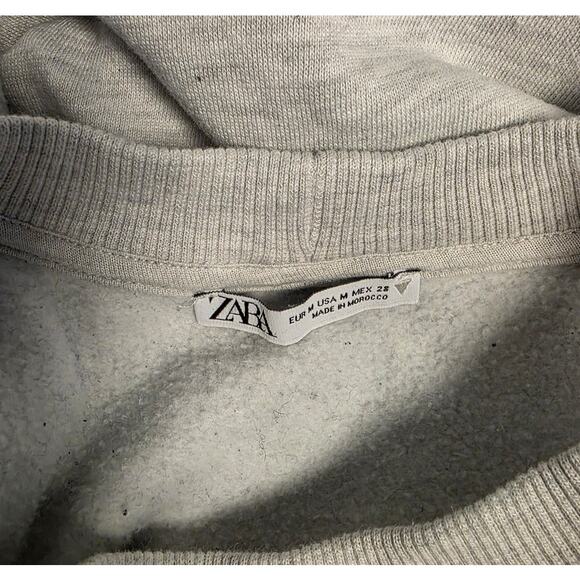 Zara Women's Medium Contrast Sweatshirt Striped Sleeves Minimalist Cozy Casual - Picture 7 of 7